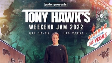 Cartel del evento de skate, gaming y música de Tony Hawk en Las Vegas en 2022.