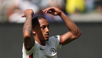 Soccer Football - FIFA Club World Cup - Semi Final - Fluminense v Chelsea - MetLife Stadium, East Rutherford, New Jersey, U.S. - July 8, 2025 Chelsea's Joao Pedro reacts REUTERS/Lee Smith