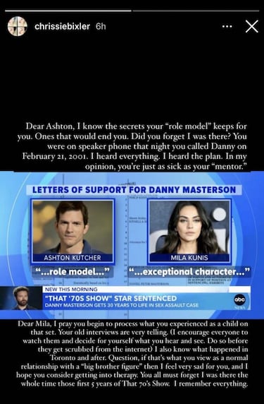 Ex-novia y denunciante de Danny Masterson expone a Ashton Kutcher: “Estás tan enfermo” como él