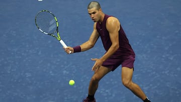Carlos Alcaraz, durante su debut en el US Open