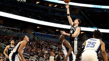 ORLANDO, FLORIDA - DECEMBER 19: Drew Eubanks #14 of the San Antonio Spurs attempts a shot during the game against the Orlando Magic at Amway Center on December 19, 2018 in Orlando, Florida. NOTE TO USER: User expressly acknowledges and agrees that, by downloading and or using this photograph, User is consenting to the terms and conditions of the Getty Images License Agreement. Sam Greenwood/Getty Images/AFP
== FOR NEWSPAPERS, INTERNET, TELCOS & TELEVISION USE ONLY ==