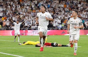 1-0. El jugador inglés del Real Madrid celebra el primer gol.