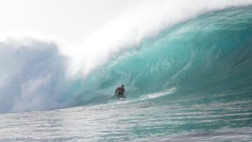 Amaury Lavernhe en bodyboard durante el 8º Lanzarote Quemao Class celebrado en La Santa, Tinajo, el martes 12 de diciembre del 2023.