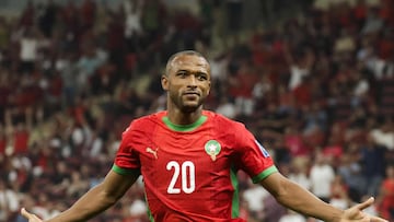 Morocco's forward Ayoub El Kaabi celebrates scoring during the FIFA World Cup 2026 Group E African qualification football match between Morocco and Niger at the Prince Moulay Abdellah Sports Complex in Rabat on September 5, 2025. (Photo by Abdel Majid BZIOUAT / AFP)