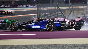 Formula One F1 - Qatar Grand Prix - Lusail International Circuit, Lusail, Qatar - December 1, 2024 Alpine's Esteban Ocon and Williams' Franco Colapinto crashing out of the race REUTERS/Jakub Porzycki