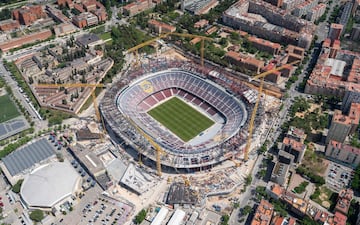 Vista aérea del avance de las obras del Spotify Camp Nou.