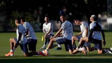Los jugadores de la selección de fútbol de Argentina durante un entrenamiento.