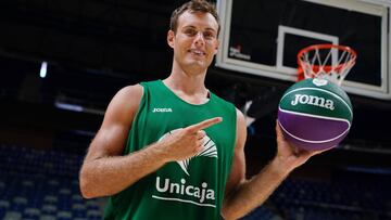 Tim Abromaitis, durante su presentación como jugador del Unicaja.