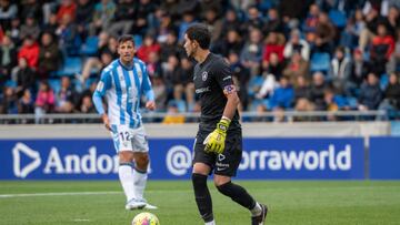 Nicolas Ratti of FC Andorra in action during the LaLiga Smartbank match between FC Andorra v Malaga CF at Estadi Nacional in Andorra La Vella, Andorra, on April 2, 2023. (Photo by Martin Silva Cosentino/NurPhoto via Getty Images)
