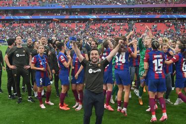 El entrenador Jonatan Giráldez feliz tras la victoria. 
 