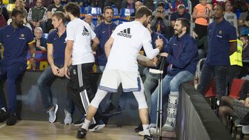 Pau Ribas, con Nocioni, durante la recuperación del tendón de Aquiles.