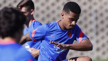 Marcos Paulo, en un entrenamiento del Atlético