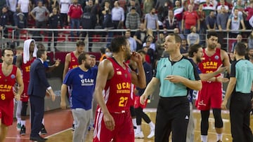 Sadiel Rojas, expulsado en el partido que enfrentó al Pinar Karsiyaka y el UCAM Murcia.