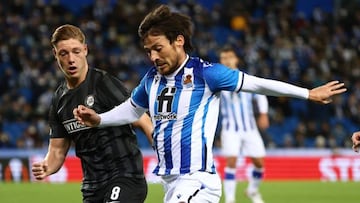Silva en una acción ante el Sturm Graz.