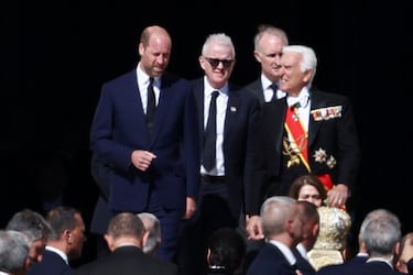 El príncipe Guillermo de Gran Bretaña llega antes de la misa funeral del Papa Francisco en la Plaza de San Pedro del Vaticano.
