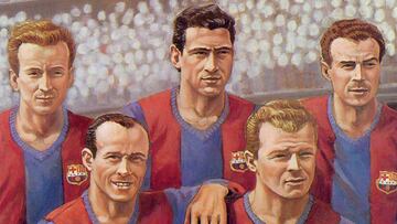 Basora, César, Kubala, Moreno y Manchón en el Barcelona de 1951.