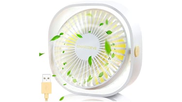 Este mini ventilador portátil USB es potente, ligero y silencioso