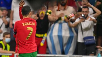 Cristiano, tras anotar uno de sus goles a Francia.