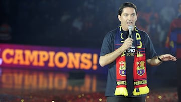 Xavi Pascual, durante la celebración de la euroliga 2010, conquistada por el Barcelona