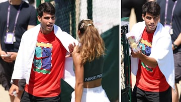 Carlos Alcaraz y Qinwen Zheng, en Wimbledon.