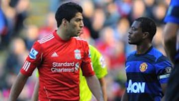 Luis Suárez, que fue suspendido por insultos racistas a Evra.