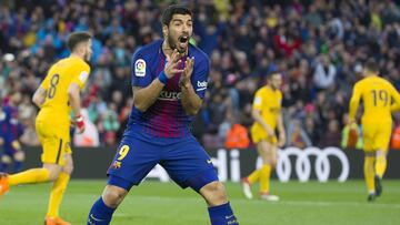 Luis Suárez, en su último partido en el Camp Nou ante el Atlético de Madrid.