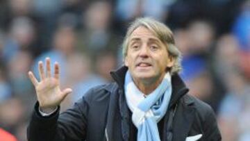 Mancini, durante un partido con el City.