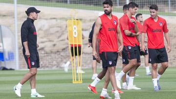 Diego Costa, en un entrenamiento del Atlético.