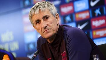 Quique Setién, en rueda de prensa.