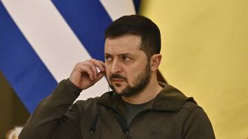 Ukraine's President Volodymyr Zelensky listens during a joint news conference with Greece's President following their meeting at the Mariinskiy palace in Kyiv on November 3, 2022, amid the Russian invasion of Ukraine. (Photo by Genya SAVILOV / AFP) (Photo by GENYA SAVILOV/AFP via Getty Images)