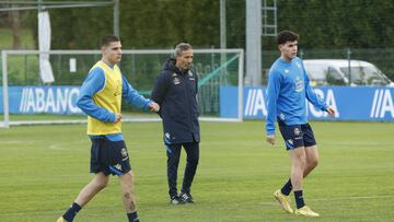Retuerta y Trilli en el entrenamiento del Deportivo.