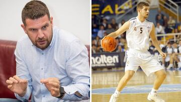 Roberto Núñez actualmente y en su etapa de jugador de baloncesto.