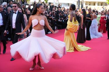 Lena Mahfouf en la alfombra roja de  "The History of Sound".