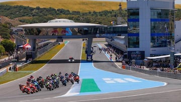 La salida del GP de España de 2018 en Jerez.