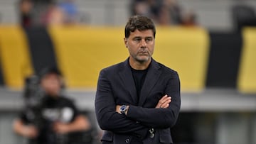 Jun 22, 2025; Arlington, Texas, USA; United States of America head coach Mauricio Pochettino looks on during the first half against Haiti during a group stage match of the 2025 Gold Cup at AT&T Stadium. Mandatory Credit: Jerome Miron-Imagn Images