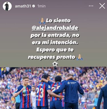 Amath se disculpa ante Balde: “Lo siento por la entrada, no fue mi intención”