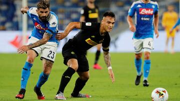 Lautaro Martínez, en un partido ante el Nápoles.
