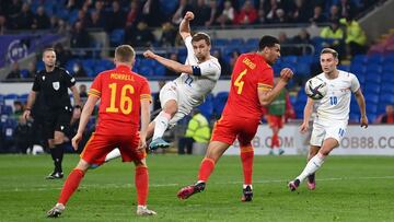 CARDIFF, WALES - MARCH 29: Tomas Soucek of Czech Republic scores their team's first goal during the international friendly match between Wales and Czech Republic at Cardiff City Stadium on March 29, 2022 in Cardiff, Wales. (Photo by Dan Mullan/Getty