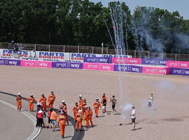 Fuegos artificiales tras la victoria de Jorge Martín en el Gran Premio de Alemania de Moto GP.