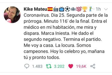 Recibe el alta el "Paciente 0" por Covid-19 en Valencia, Kike Mateu