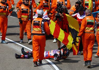 Jorge Martín en el suelo de Sachsenring durante en el Gran Premio de Alemania.