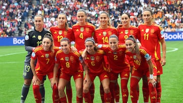 Soccer Football - UEFA Women's Euro 2025 - Final - England v Spain - St. Jakob-Park, Basel, Switzerland - July 27, 2025 Spain players pose for a team group photo before the match REUTERS/Bernadett Szabo