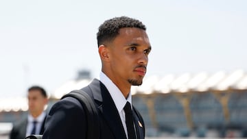 WEST PALM BEACH, FLORIDA - JUNE 14: Trent Alexander-Arnold of Real Madrid on their way to Florida for their pre-season tour during the official FIFA Club World Cup 2025 portrait session of Botafogo on June 14, 2025 in West Palm Beach, Florida. (Photo by Pedro Castillo/Real Madrid via Getty Images)