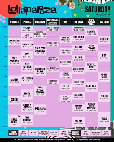 Lollapalooza 2025, sábado 2 de agosto: Horarios, lineup y cómo ver en vivo online