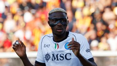Soccer Football - Serie A - Lecce v Napoli - Stadio Via del mare, Lecce, Italy - September 30, 2023 Napoli's Victor Osimhen reacts REUTERS/Ciro De Luca