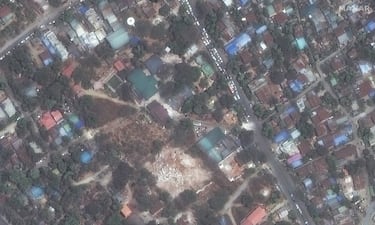 Una imagen satelital muestra la pagoda Ma Shi Khana en Sagaing, Myanmar.