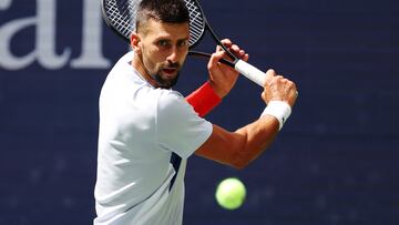 Novak Djokovic, durante un entrenamiento en el Billie Jean King National Tennis Center.