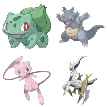 primer pokemon bulbasaur rhydon mew arceus