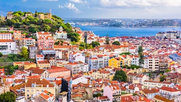 Lisbon, Portugal town skyline.