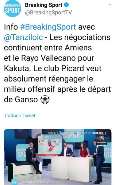 RMC Sport: el Amiens sube su oferta por Kakuta a los 2,5M€